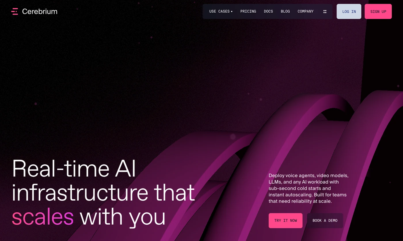 Cerebrium independent capability-example website snapshot