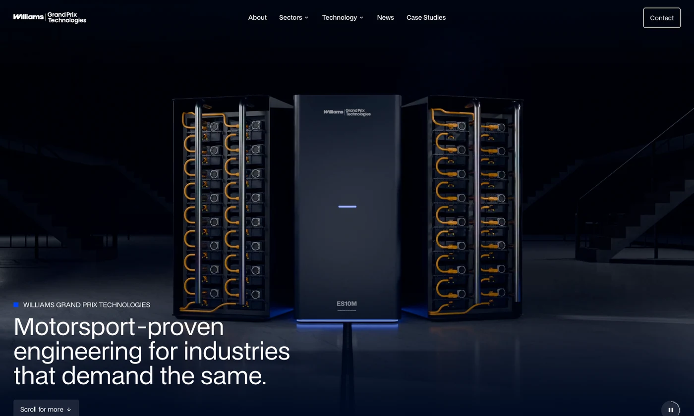 Williams Grand Prix Technologies capability-example website snapshot